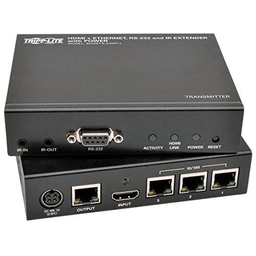Tripp Lite HDBaseT HDMI Over Cat5e/ 6/ 6a 확장기 키트 w/ 이더넷, 파워, Serial& IR 컨트롤, 3840x2160 4K x 2K @ 24/ 30Hz, Up to 328 ft. (BHDBT-K-E3SPI-L)
