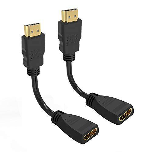 HDMI 확장기 케이블, ELECPOW  업그레이드된 고속 HDMI Male to Female 연장 케이블, 골드 도금 컨버터, 변환기 Adapter(2 팩)
