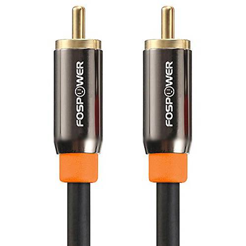 FosPower (10 Feet) 디지털 오디오 동축, Coaxial,COAX 케이블 [24K 금도금 커넥터] 프리미엄 S/ PDIF RCA Male to RCA Male 가정용 시어터, HDTV, 서브우퍼, Hi-Fi 시스템