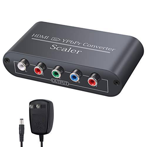 LiNKFOR  알루미늄 1080P HDMI to 컴포넌트 Converter，HDMI to YPbPr 컨버터, 변환기 HDMI to 컴포넌트 영상 스케일러 어댑터, HDMI 입력 to 컴포넌트 비디오+ R/ L 오디오 출력 컨버터, 변환기+ 파워 어댑터 H