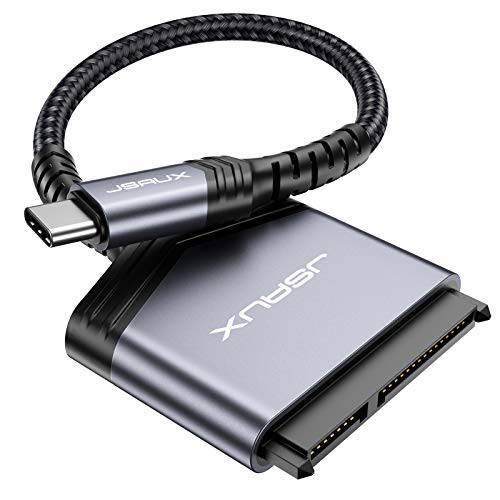 SATA to USB C 케이블, JSAUX USB-C 썬더볼트 3 to 2.5” SATA III 하드 드라이버 어댑터 알루미늄 쉘 외장 컨버터, 변환기 SSD/ HDD 데이터 Transfer-Grey