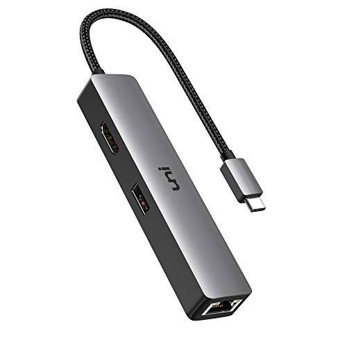 USB C 허브, uni 5-in-1 USB C 어댑터 4K USB C to HDMI, 1Gbps 기가비트 이더넷 Port, 3 USB 3.0 포트 (알루미늄 쉘, 나일론 Braided 케이블) 맥북 프로, 아이패드 프로, XPS, Pixelbook, and More