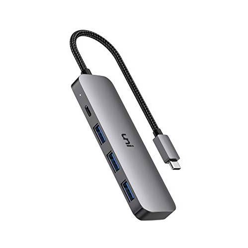 USB C 허브, uni 4-in-1 USB C 어댑터 3 USB 3.0 포트, 100W USB-C PD 충전 Port 썬더볼트 3, USB 타입 C to USB 3.0 어댑터 (알루미늄 쉘) 맥북 프로, 아이패드 프로, XPS, Pixelbook, and More