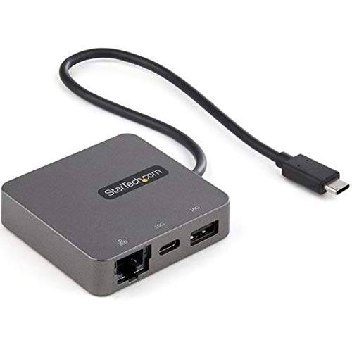StarTech .COM USB-C 멀티포트 어댑터 - USB 3.1 세대 2 Type-C 미니 도크 - USB-C to 4K HDMI or 1080p VGA 비디오 - 10Gbps USB-A USB-C, GbE - 휴대용 여행용 노트북 도크 - works w/ 썬더볼트 3 (DKT31CHVL)
