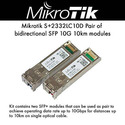 Mikrotik 모듈 S+ 2332LC10D 쌍, 세트 of 선택형 SFP+ 10Gigabit 모듈 싱글 광학 케이블 (Original from Mikrotik)