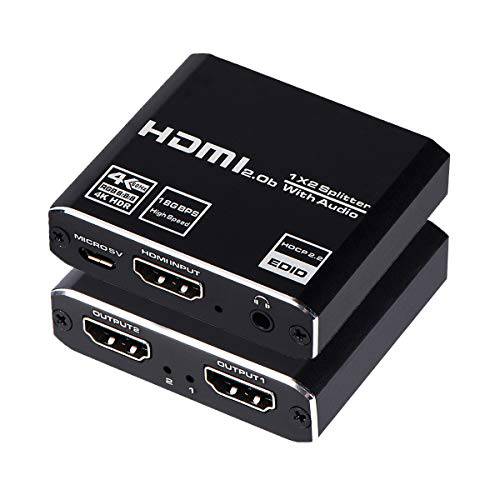 HDMI 분배기 1x2 오디오 분리기, 1 in 2 Out 오디오비디오, AV 분배기 박스, HDMI 2.0b, HDCP 2.2, HDR, 지원 4K@60Hz 울트라 HD 3D PS4, 엑스박스, STB, Blu-ray DVD 플레이어 Etc
