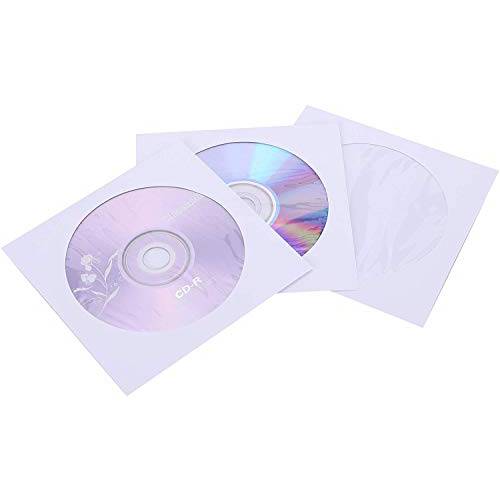 CD DVD 커버, Pacific Mailer DVD CD 미디어 용지,종이 Envelop 커버 홀더 클리어 창문 클로즈 덮개 [120G 엑스트라 두께, 화이트, 팩 of 100]
