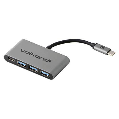 Volkano X 3.0 컴팩트 알루미늄 범용 USB 허브 3 포트, High-Speed 데이터 전송 up to 5 GB, Type-C 배전 4 인치 케이블,  고속충전 지원 [ 차콜, 숯] - 코어 허브 시리즈