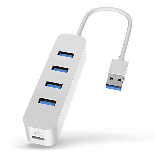 UPGROW USB 3.0 허브 파워 Port 4-Port USB 허브 5 Gbps USB 분배기 노트북 맥북, Mac 프로, Mac 미니, 아이맥, 서피스 프로, XPS, PC,  플래시드라이브, 휴대용 HDD-White