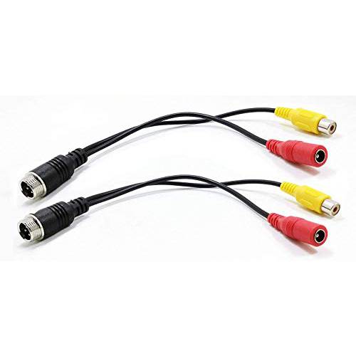 RCA+ AV to M12 4 핀 모니터 Cable，4 핀 Male to RCA Female 어댑터+ DC Male 커넥터 모니터/ 카메라 어댑터， 케이블 자동차 Camera（2psck）