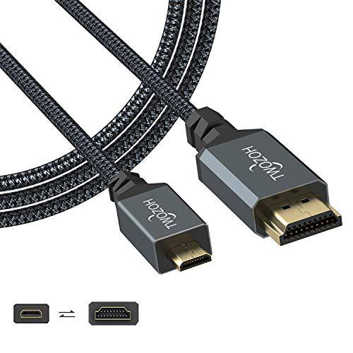 Twozoh 4K 마이크로 HDMI to HDMI 케이블 15FT, High-Speed HDMI to 마이크로 HDMI 2.0 Braided 케이블 지원 3D 4K 60Hz 1080p 고프로 히어로 7 블랙 히어로 4 5 6, 소니 6300, 파이 4, 니콘 B500, 요가 3 프로