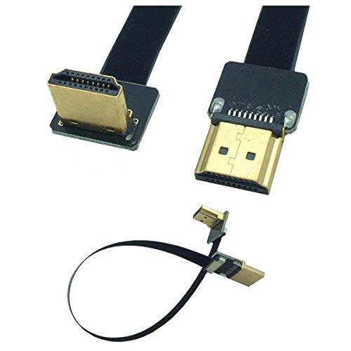 FPV HDMI 케이블, Kework 20cm FPV HDMI 슬림 플랫 케이블, 90 도 상 스탠다드 HDMI Male 인터페이스 to 스탠다드 HDMI Male 인터페이스 레드 BMCC FS7 C300 (싱글 상)