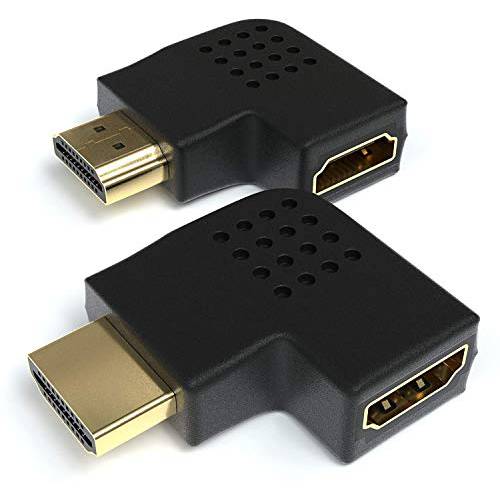 HDMI 왼쪽 and 직각 플러그 어댑터 2 팩 | HDMI Male to Female 90 and 270 도 어댑터 | HDMI 컨버터, 변환기 1080p FullHD 4K 울트라 HD Gold-Plated 플러그 TV 스틱, HDTV, PS4, 디스플레이 etc.