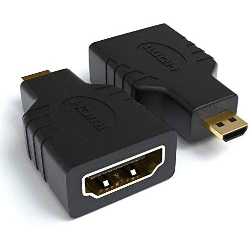 마이크로 HDMI 어댑터 2 팩 | 마이크로 HDMI Male to HDMI Female 어댑터 | HDMI to 마이크로 HDMI (19-pin) 4K 울트라 HD 1080p 풀 HD