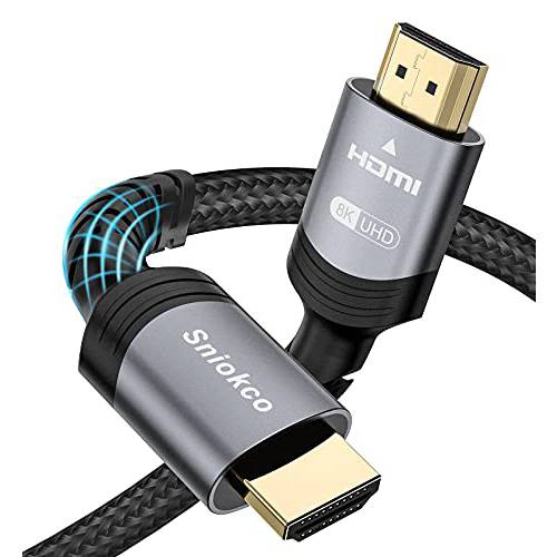 8K HDMI 2.1 케이블, Sniokco 인증된 48Gbps 울트라 고속 Braided HDMI 케이블 6.6 FT 2M, 지원 다이나믹 HDR, eARC, Dolby Atmos, 8K60Hz, 4K120Hz, HDCP 2.2 2.3, 호환가능한 HD TV 모니터 and More