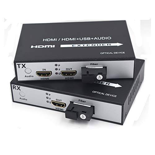 Primeda HDMI 확장기 Over 싱글 파이버 Optic 케이블 Singlemode up to 12.4miles (20Km), Uncompressed 전송. HDMI 송신기 and 리시버 (HDMI Over 파이버 루프 Out)