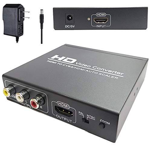 YOTOCAP HDMI to RCA and HDMI+ 3RCA CVBS AV 컨버터, 변환기 HDMI to 컴포지트, Composite 컨버터, 변환기 줌 in/ Out 기능 컴포지트, Composite 비디오 오디오 어댑터 분배기 지원 1080P PAL NTSC HD TV 카메라