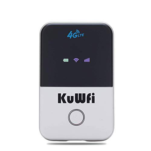 KuWFi 4G LTE 휴대용 와이파이 핫스팟 언락 여행용 파트너 무선 4G 라우터 SIM 카드 슬롯 지원 LTE FDD B2/ B4/ B5/ B12/ B17 네트워크 밴드 at& T/ T-Mobile