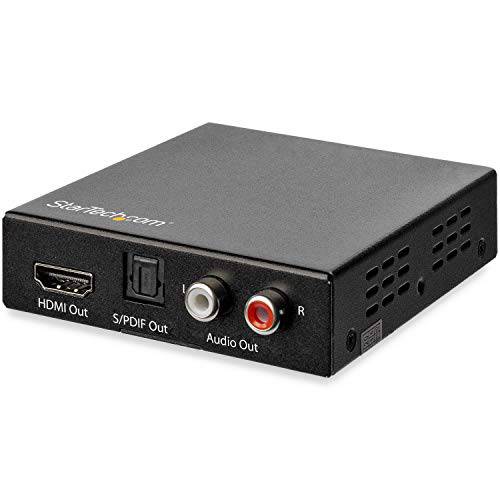StarTech.com HDMI 오디오 분리기 - 4K 60Hz - HDMI 오디오 De-embedder - HDR - 토스링크 광학 오디오 - 듀얼 RCA 오디오 - HDMI 오디오 (HD202A)