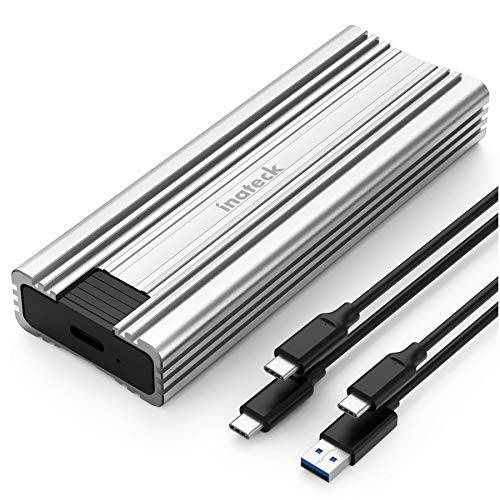 Inateck M.2 NVMe 하드디스크 인클로저 10Gbps 전송, M.2 SATA and NVMe SSD 지원 (2242, 2260, 2280) USB A to C and USB C to C 케이블, Tool-Free, FE2025