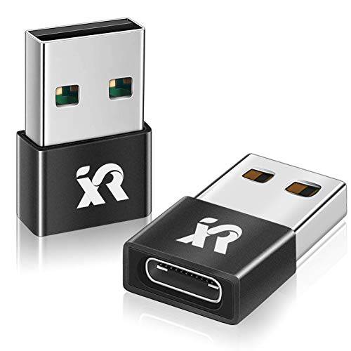 XINRUISEN 2PACK 미니 USB C 어댑터 플러그, 타입 C Female to USB A Male 충전기 충전 케이블 어댑터 아이폰 12 프로 맥스/ 미니/ 11/ XR/ SE 2020, 삼성 갤럭시 S20 울트라/ S21/ S10 A21S/ 맥북 프로/ 아이패드 프로