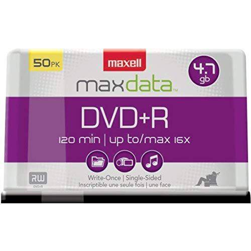 Maxell MAX639013 DVD 기록가능 미디어, DVD+ R, 16x, 4.70 GB, 50 팩 Spindle 실버