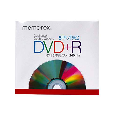 Memorex 8.5GB 8X 더블 레이어 DVD+ R (5 팩)