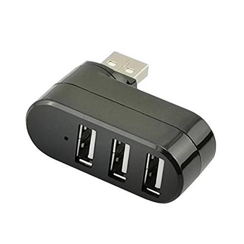 AYECEHI USB 포트 분배기, USB 3 포트 컴팩트 휴대용 회전가능 허브, USB 허브 도크 [90°/ 180° 도 회전가능] PC 노트북 노트북 and More - 블랙