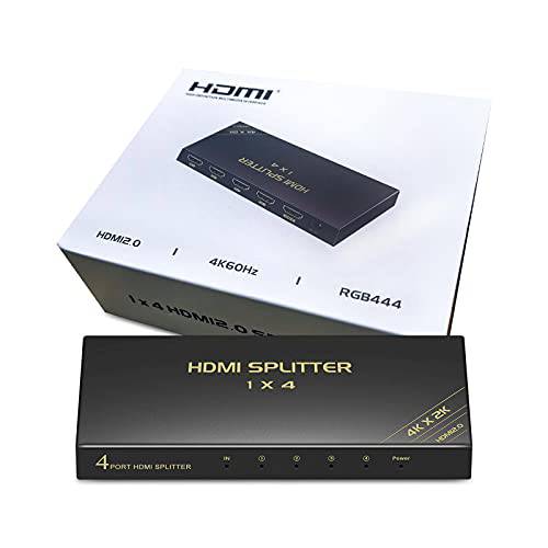HBAVLINK 4K HDMI 분배기 1 in 4 Out, 1x4 프로페셔널 HDMI 2.0 분배기 4K 60Hz 스위치 메탈 케이스 지원 오토 스케일러 4K/ 1080P Simultaneous 출력, 지원 HDR HDCP 3D CEC