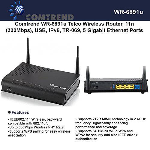 Comtrend WR-6891u Telco 무선 라우터, 11n (300Mbps) 5 기가비트 이더넷 포트
