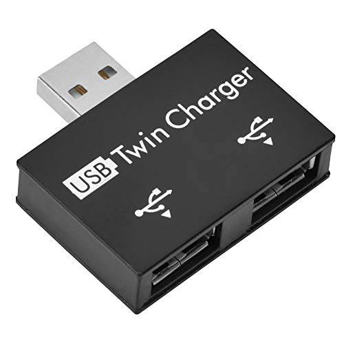 ASHATA 미니 허브 USB2.0 Male to 2-Port USB 트윈 충전기 분배기 어댑터 컨버터, 변환기 키트 휴대용 폰/ 노트북 (블랙)