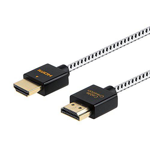 매우얇은 HDMI 케이블 Male to Male, CableCreation 3.3ft HDMI 2.0 High-Speed 슬림 로우 프로파일 케이블, 지원 3D, 4K@60Hz, 오디오 리턴 Channel(ARC) PS4, PS5, X-Box,  닌텐도스위치 etc, Braided, 1M