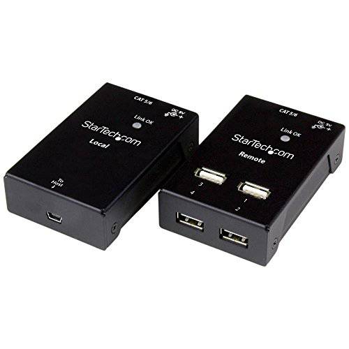 StarTech.com 4-Port USB 2.0-Over-Cat5/ 6 확장기 up to 130-Feet 컴팩트 USB 연장 (USB2004EXTV)