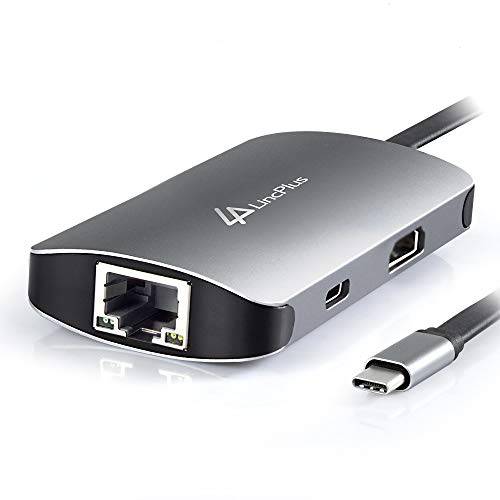 LincPlus USB C 허브, USB C to 랜포트, 타입 C 탈부착 스테이션 100W PD 충전, 4K HDMI, 1000Mbps 기가비트 RJ45 포트, 2×USB 3.0 포트 호환가능한 맥북 프로, 노트북, 노트북, 태블릿, 태블릿PC