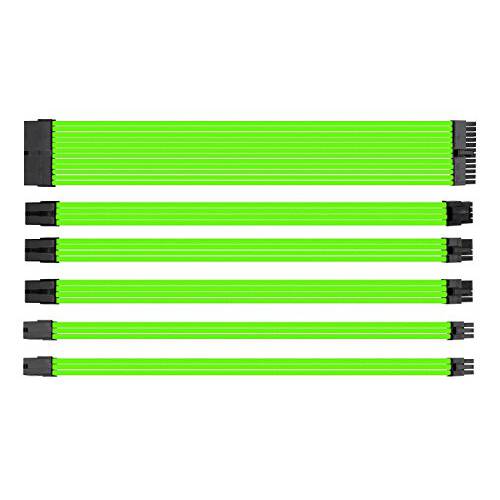 uphere Sleeved 케이블 - 케이블 연장 파워 서플라이 Extra-Sleeved 24- 핀 8- 핀 6- 핀 4+ 4 핀 - 그린  케이블 Combs(11.8 인치/ 30CM), SC303