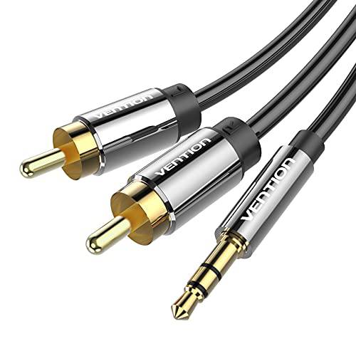 3.5mm to RCA 케이블, VENTION 2RCA 3.5mm Male to Male 스테레오 오디오 어댑터 듀얼 보호처리된 Gold-Plated AUX RCA Y 케이블 스마트폰, 노트북, 스피커, HDTV, MP3, 태블릿 (3FT/ 1M)