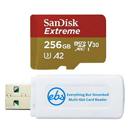 SanDisk 익스트림 256GB 마이크로 SDXC 메모리 카드 DJI 포켓 2 오즈모 시리즈 UHS-1 U3/ V30 A2 4K Class 10 스피드 등급 3 ( SDSQXA1-256G-GN6MN) 번들,묶음 1 Everything But 스트롬볼리 SD&  마이크로 카드 리더, 리더기