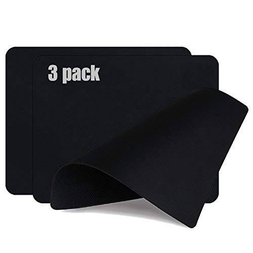 3 팩 마우스 패드 벌크, 대용량, 컴퓨터 노트북 플레인 심플 라이트 Thin 마우스패드 광학/ 무선 마우스 - 블랙 매트