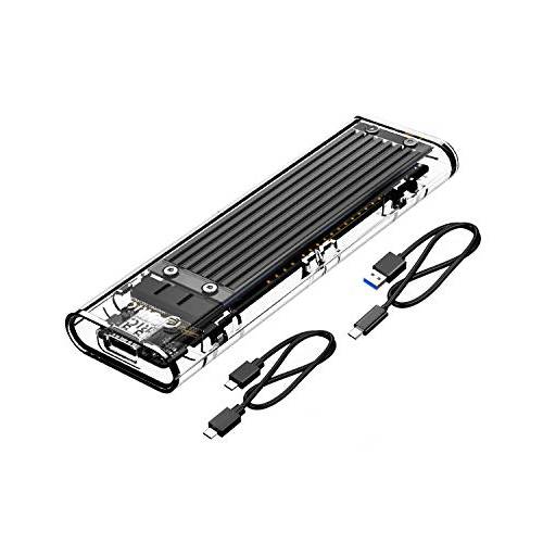 ORICO NVME M.2 to Type-C USB3.1 Gen2 10Gbps 투명 외장 하드디스크 어댑터 인클로저 2280 2260 2242 2230 PCI-E M2 M-Key SSD, USB 타입 C 컨버터, 변환기 케이스 (TCM2-Black)
