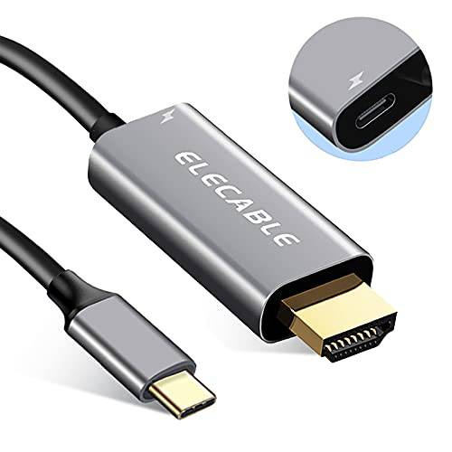 USB C to HDMI 케이블 충전 포트, 4K 타입 C/ 썬더볼트 to HDMI 어댑터 컨버터, 변환기 케이블 60W PD 전원공급 맥북 M1, 아이패드 프로, 크롬북, 서피스, 스위치, and USB C 셀 Phone.(6FT)