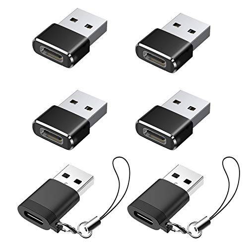 6Pack-USB C Female to USB Male 어댑터 3.0, 타입 C to USB A 충전기 케이블 어댑터, 호환가능한 아이폰 11 12 프로 맥스, 2020, 삼성 갤럭시 노트 10 S20 플러스 S20+ 울트라, 구글 픽셀 4 3 2 XL