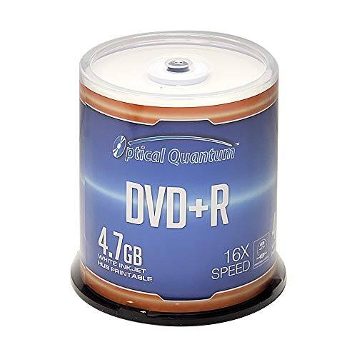 광학 Quantum DVD+ R 4.7GB 16X 화이트 잉크젯 인쇄가능 - 100pk 디스크 Spindle (FFP) OQDPR16WIPH-BX
