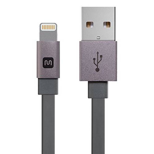 Monoprice 112958 애플 MFi 인증된 플랫 라이트닝 to USB 충전&  동기화 케이블 - 4 Feet - 그레이 호환가능한 아이폰 X, 8, 8 플러스, 7, 7 플러스, 6, 6 플러스, 5S,  아이패드 프로 - Cabernet 시리즈