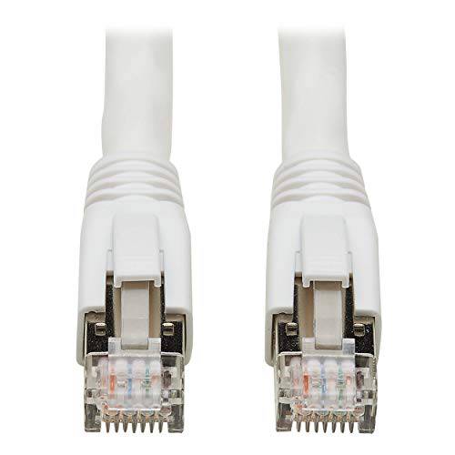 Tripp 라이트 Cat8 Snagless 랜선, 랜 케이블, 25G/ 40G 인증된 네트워크 패치 케이블, 22 AWG S/ FTP, PoE, 화이트, 40 ft. (N272-040-WH)