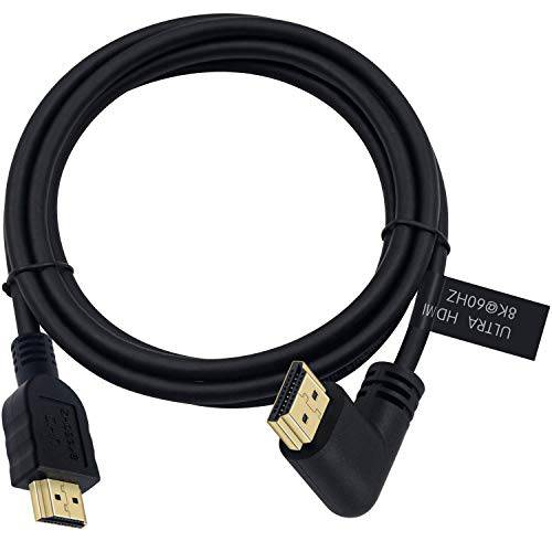 Poyiccot 8K HDMI 2.1 케이블 6feet，8K HDMI 48gbps 90 도 직각 HDMI Male to Male HDMI 2.1 케이블 8K 60Hz 비디오 and 3D HDR TV/ 엑스박스/ PS4/ PS5(M/ M 오른쪽)