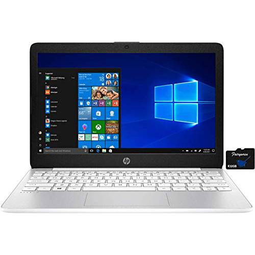 2021 HP 스트림 11.6-inch HD 노트북 PC, Intel Celeron N4020, 4 GB 램, 64 GB eMMC, 와이파이 5, 웹캠, HDMI, 윈도우 10 S 오피스 365 개인 1 Year+ Fairywren 카드 (화이트)