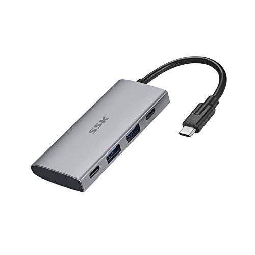 SSK USB C 10Gbps 허브, 4-in-1 초고속 USB 10Gbps 타입 C 멀티포트 어댑터 2 USB C 2 USB A 3.1/ 3.2 Gen2 10Gbps 포트, USB C 도크 아이맥/ 맥북/ 프로/ 에어/ 서피스 프로 and More 타입 C 디바이스