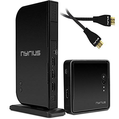 Nyrius Aries 홈+ 무선 HDMI 2X 입력 송신기&  리시버 스트리밍 HD 1080p 3D 비디오 and 디지털 오디오 (NAVS502) - 보너스 추가 Nyrius HDMI 케이블 포함