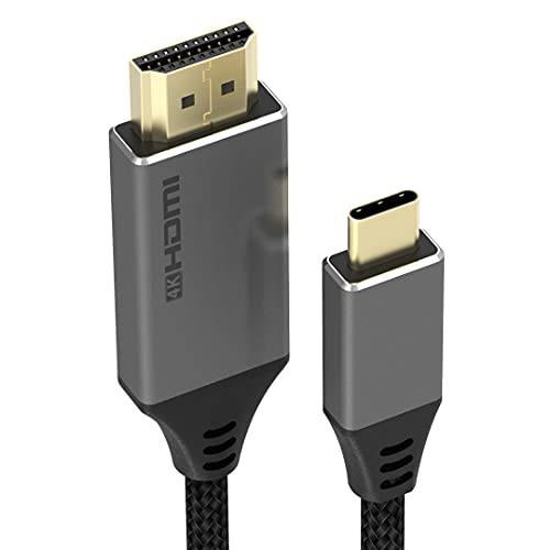 JYFT USB C to HDMI 케이블 가정용 오피스 6FT/ 1.8m, 4K 타입 C to HDMI 케이블 (호환가능한 썬더볼트 3) 맥북 에어/ 프로, 서피스 북 2 and More.