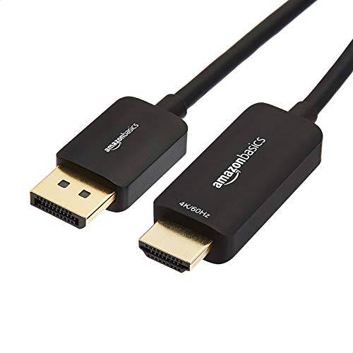 AmazonBasics DisplayPort,DP to HDMI 디스플레이 케이블 4K@60Hz - 3 Feet